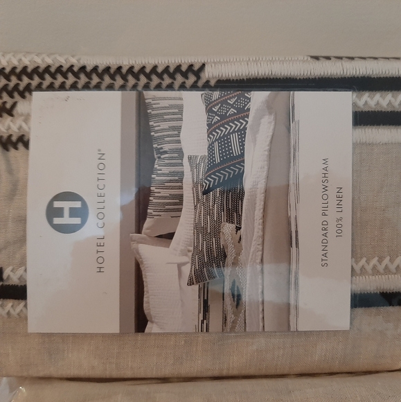 HOTEL COLLECTION Global Stripe Linen King Duvet Cover & 2 Standard Shams - Picture 6 of 16